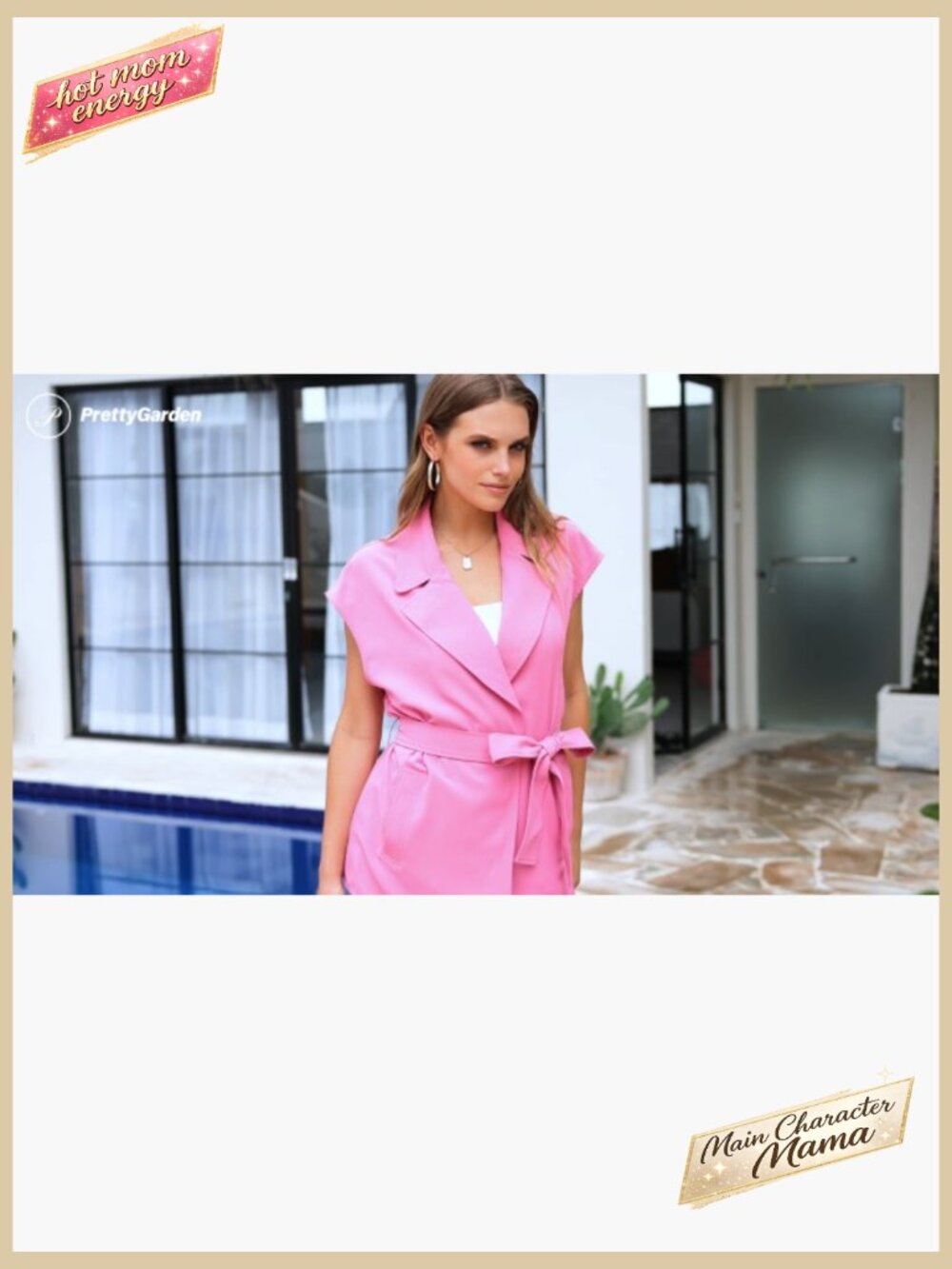 Sleeveless Blazer Vest & Wide Leg Pant Set Business Casual 2 Piece Outfits - Picture 7 of 7